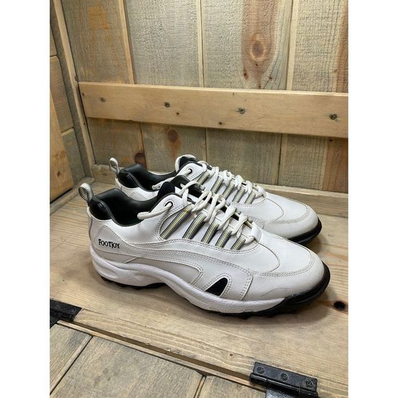 FOOTJOY Golf Shoes 9M GreenJoys 45439 Men's White Leather Soft Spike Cleats - Picture 1 of 7